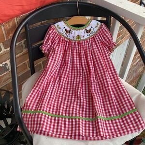 Le Za Me smocked dress size 2T red and white